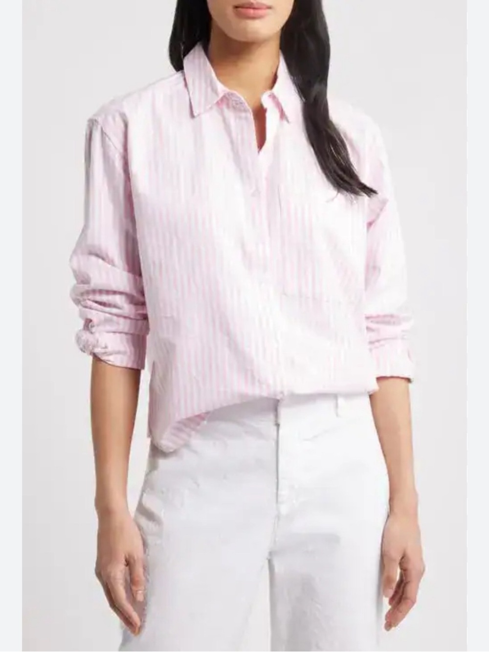 BeachLunchLounge Pink & White Striped Button-Down size S